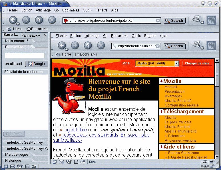 Créer des applications avec Mozilla :  Le navigateur Mozilla faisant un rendu de lui même