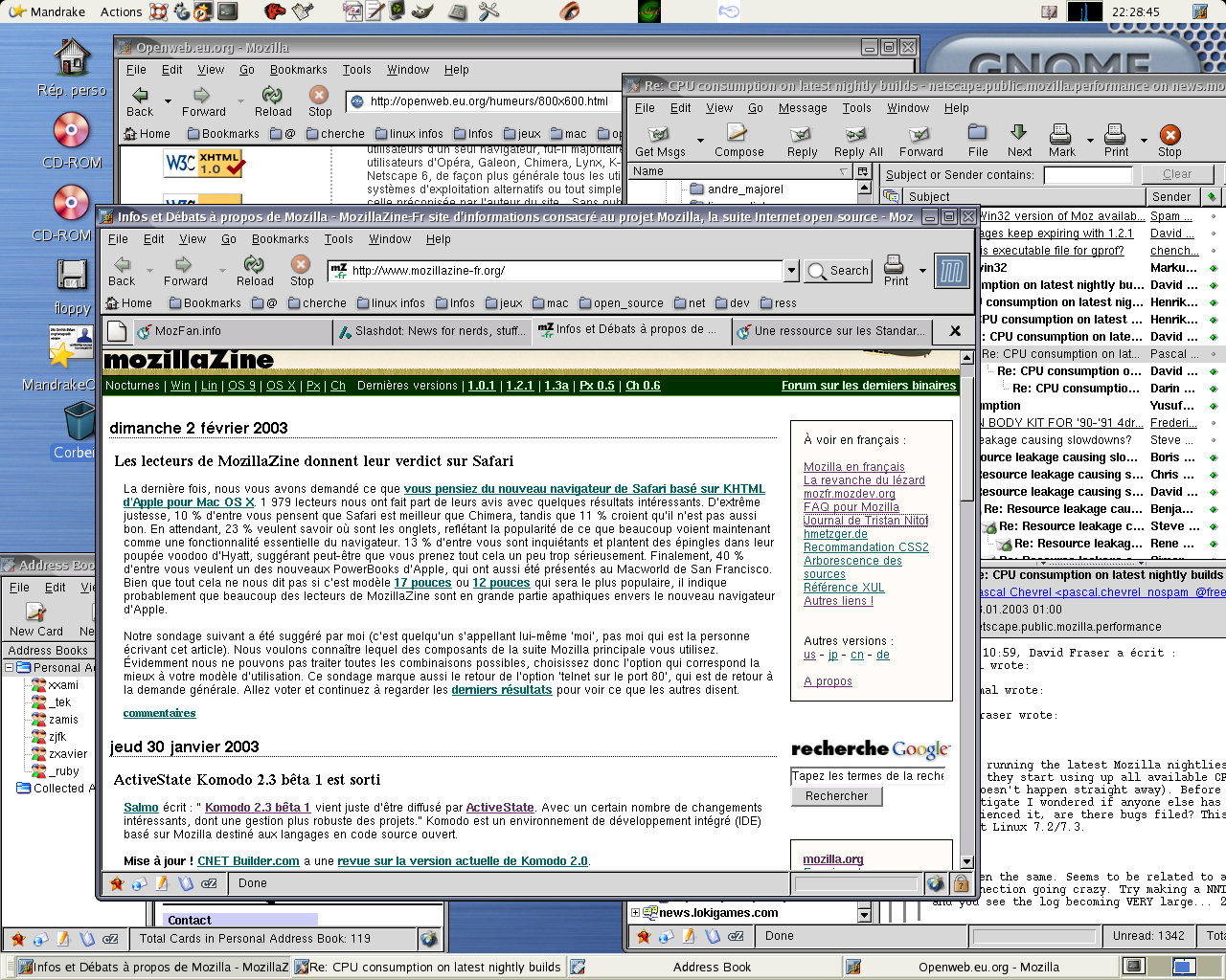 Photo d'écran de Mozilla 1.2.1